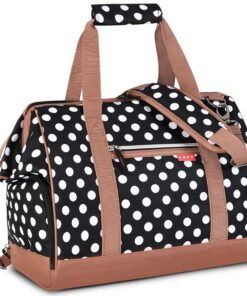 Sac de nuit Lekesky pour femme, grande capacité, parfait pour voyage en maternité, rayures bleues avec pois blancs, 33L