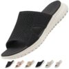 ZDQ Sandales Femmes Été Confortables Orthopédiques Lightweight Chaussures Plates Noir 39