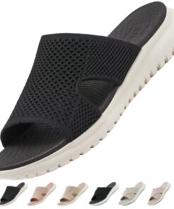 ZDQ Sandales Femmes Été Confortables Orthopédiques Lightweight Chaussures Plates Noir 39