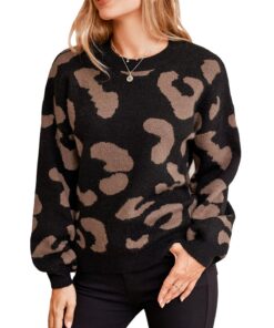 CUPSHE COL ROND LONGUES POUR FEMME ANIMAL IMPRIME TRICOT CETOLE PULL