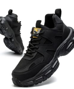 COOU Chaussures de Sécurité pour Hommes Légères et Antidérapantes Embout d'Acier Confortables Chaussures de Travail Resp