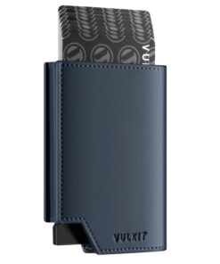 VULKIT Porte Carte de Crédit RFID Pop Up Portefeuille en Cuir pour Hommes Femmes Fermeture Magnétique avec Compartiment