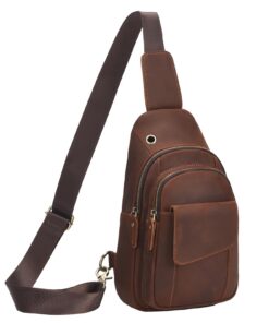 Sac à bandoulière en cuir véritable SUIKIHUM pour homme et femme Marron matSac à bandoulière en cuir véritable SUIKIHUM