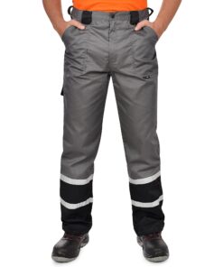 BWOLF Char Pantalon de Travail Classique Bleu/Gris pour Homme avec Bandes réfléchissantes et 5 Poches Multifonctions