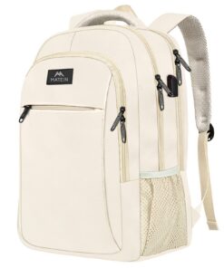 Sac à Dos Ordinateur Portable pour Femme 15.6 Pouces Beige - Antivol et Pratique pour Travail et Voyage