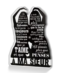 Décoration Acrylique Silhouette À Ma Sœur – Cadeau Fraternel Émotionnel avec Citation – Bureau ou Chambre