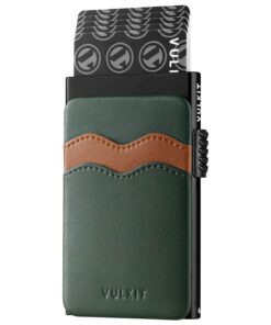 VULKIT Porte-Carte Crédit Femmes Métallique Automatique Anti-Piratage pour 5-9 Cartes - Fentes en Cuir Slim
