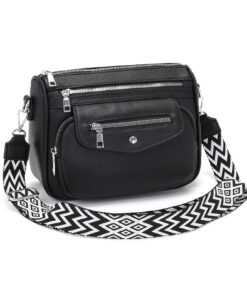 Sac Bandoulière YISUOHOOM Femme Chic avec 5 Poches Zippées et 7 Compartiments Noir