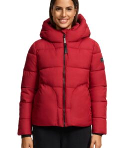 Veste d'hiver Navahoo N004 pour femme - Grande capuche et doublé - Veste chaude XS - Rouge foncé