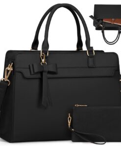 RAINSMORE Sac Cabas Femme Grande Capacité PU Cuir Imperméable Sac Ordinateur Portable 15,6 Pouces pour Voyage Affaires T