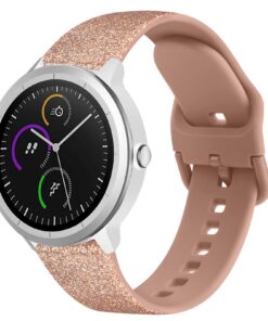 bracelet pour Garmin Venu en silicone souple, compatible Venu/Venu SQ, Forerunner 645/245 Music (Paillettes Or Rose) b