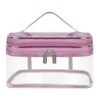 Jinlaili Trousse de Toilette Transparente, Grande Sac Maquillage Imperméable, Élevé pour Femme et Fille (Rose)