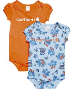Carhartt Set de 2 bodies bébé fille en tissu doux et respirant, imprimés camouflage et cheval distinctifs, Haute qualité