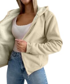 Amropi Femme Veste à Capuche Chaud Doublure Polaire Zippée Hiver Manteaux