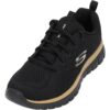 Skechers Femme Graceful Get Connected Baskets Noir Mailles Écaille Or Élégant, Taille 38 EU