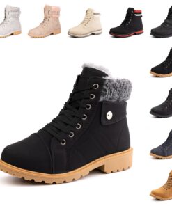 Hitmars Bottines Femme Hiver Noir - Chaude et Antidérapante pour Femmes EU 36-43