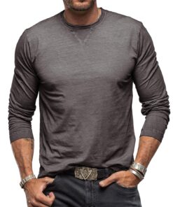 Sprifloral Henley T-shirt longues manches pour homme - Style vintage décontracté - En coton léger - Coupe ajustée Spri
