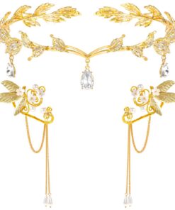 Hifot Elfe Boucles d'oreilles Diadème Femme Halloween Cosplay Cristalbijoux