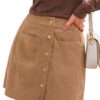 CUPSHE Mini Jupes en Velours Côtelé Marron Clair pour Femme M Taille