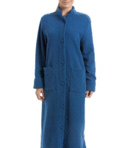 Manteau d'intérieur Camille super doux pour femme – Peignoir boutonné luxurious floral – Manches longues et poches avant