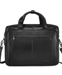 BAIGIO Sacoche d'ordinateur 15,6 Pouces Homme Cuir Noir Sac BusinessServiette