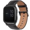 Bracelet de remplacement Wanme Cuir Compatible pour Garmin Venu 2 Music avec Noir, Bracelet pour Garmin Vivoactive 5 ave