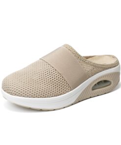 JOMIX Sabots Femme Respirant en Maille Talon Compensé Orthopédiques Chaussures de Jardin Comfortables