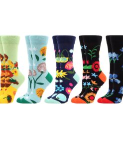 WeciBor 5 Paires Chaussettes Fantaisie en Coton Coloré pour Femmes | Motif Drôle Multicolores | Cheville Haute | 100% Co