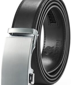 Ceinture Homme Cuir avec Boucle à Cliquet Automatique, Grande Largeur de 35mm, Boîte Cadeau Inclus, Ajustable et Découpé