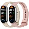 Wanme 2 Pièces Bracelet Xiaomi Mi Band 9/Mi Band 8, Silicone Souple et Confortable, Or Rose/Or