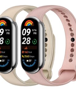 Wanme 2 Pièces Bracelet Xiaomi Mi Band 9/Mi Band 8, Silicone Souple et Confortable, Or Rose/Or