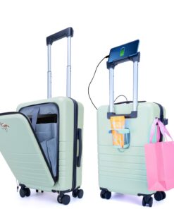 CAMIR Valise Cabine Intuitive avec Port USB & Serrure TSA 4 Roues, 55x35x23,5 ABS+PC Léger Bagage pour Voyage d’Affaires