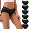 INNERSY Culottes Femme en Coton Doux et Élastiques OEKO-TEX Chic avec Dentelle et Ceinture Élastique Lot de 6 pour Femme