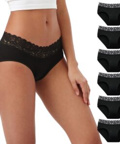 INNERSY Culottes Femme en Coton Doux et Élastiques OEKO-TEX Chic avec Dentelle et Ceinture Élastique Lot de 6 pour Femme