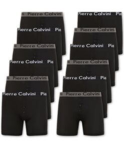 Pierre Calvini - Lot de 12 Boxers Élastiques pour Homme | Braguette Boutonnée Design Stretch | Mixte Élégant