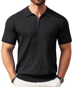 COOFANDY Polo Homme ÉArrayés 1. COOFANDY Polo Homme Manches Courtes Été Demi Zip Moulant Chemise Golf Tennis Sport Cas