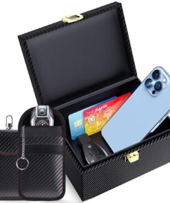 lanpard Boîte Anti RFID Clé Voiture Protection Sécurité Contre Piratage Keyless Go + Etui RFID (Noir)