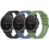 Bracelet 3 Pièces Compatible Garmin Vivoactive 3 / Venu 2 - Noir/Bleu Gris/Vert Olive, 20mm - Sport, Silicone Souple - P