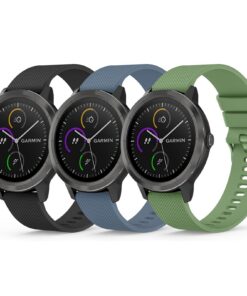 Bracelet 3 Pièces Compatible Garmin Vivoactive 3 / Venu 2 - Noir/Bleu Gris/Vert Olive, 20mm - Sport, Silicone Souple - P