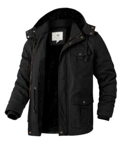 WenVen Homme Veste Décontractée à Capuche Hiver Chaude Manteau d'Extérieur Classique Veste Militaire Cargo Style Doublur