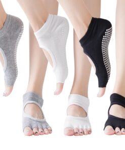 TYXHXTF 3 Paires Chaussettes de Yoga Respirantes pour Femme - Antidérapantes et Idéales pour Le Pilates, La Barre au Sol