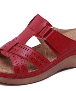 CELANDA Sandales en Cuir Bout Ouvert Compensées Femme Mode Taille 36-44 EU CELANDA Sandales en Cuir Bout Ouvert Compensé