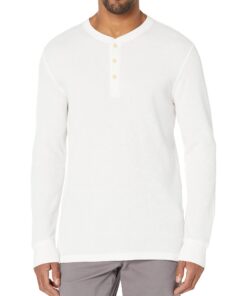 Amazon Essentials Haut Henley Tissu Nid d’Abeille Homme - Coupe Régulière - OEKO-TEX STANDARD 100 - Manches Longues