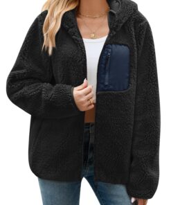 Veste polaire RITOSTA femme hiver chaud doublée avec capuche et poches