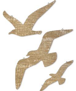Mouettes Putuo Decor - Décoration murale aspect bois - Salons et chambres, maisons de vacances - Lot de 3 - Couloir et s
