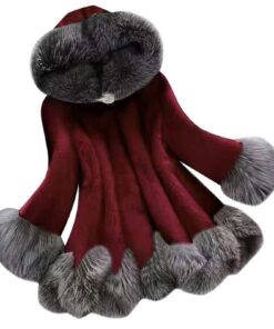 L9WEI Manteau en fourrure chaud pour femme élégant manteau d'hiver moelleux avec capuche