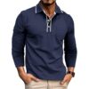 Polo Homme Volemo Manches Longues Casualavec Poche Golf Polos Rugby T-shirt Modes Élégantes Taille Élargie