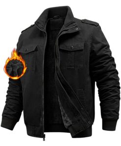 Veste Niwicee Homme Militaire Cargo Polaire Épaissir Coupe-Vent Coton Chaude Avec Revers Zippée Poches Travail Sport