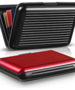 DIFLAX Porte-Carte en Aluminium Anti-RFID pour Homme et Femme (Rouge Noir)