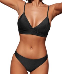 CUPSHE Maillot de bain 2 pièces pour femme haut de bikini triangle sexy à lacets